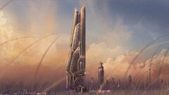 science fiction futuristic artwork digital art skyscraper
