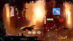 science fiction futuristic city digital art