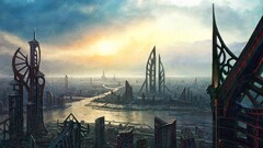science fiction futuristic futuristic city digital art