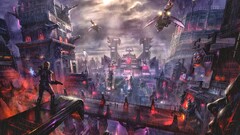 science fiction rain futuristic city