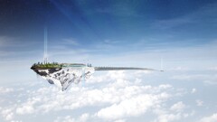 science fiction sky clouds digital art cgi render