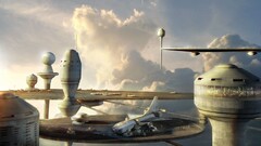 science fiction sky digital art