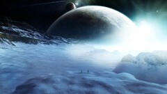 science fiction space art planet digital art