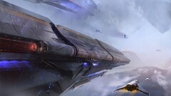 science fiction spaceship flying futuristic