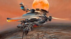 science fiction spaceship painting