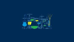 Science Music guitar Minimalism blue background artwork