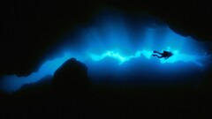 scuba underwater diving Divers Sea cyan dark blue