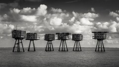 Sea monochrome building sky