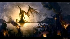 Sea old ship Cthulhu fantasy art apocalyptic