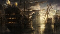 Sea old ship fantasy art artwork ship video games video game art