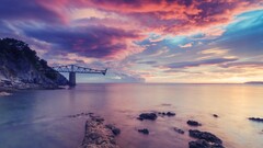 Sea sky clouds horizon