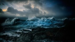 Sea storm rock nature clouds sky dark
