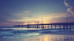 Sea sunset beach sky pier