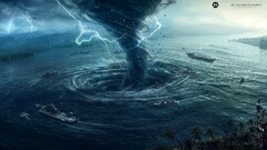 Sea tornado nature water digital art storm Lightning ship vortex