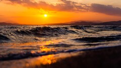 Sea waves sunset depth of field bokeh