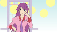 senjougahara hitagi anime girls Anime purple hair blue eyes