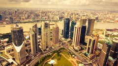 Shanghai cityscape aerial view Asia China