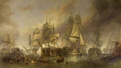 ship painting Sea artwork Battle of Trafalgar