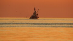 ship sunset vehicle Sea sky