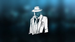 Simple Background Minimalism Men suits hat cyan