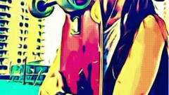 skateboard Women digital art cartoon happy face happy happiness