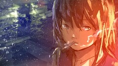 sketches smoking Cigarettes drawing paint splatter anime girls
