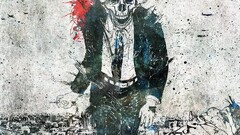skull Alex Cherry paint splatter suits artwork Bones tie grunge