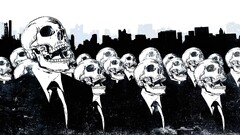 skull Alex Cherry suits artwork monochrome skyline tie grunge