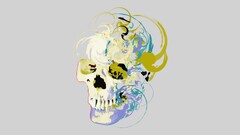 skull artwork abstract Simple Background gray background