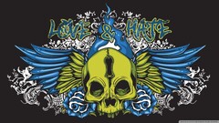 skull graffiti digital art wings rose Typography artwork