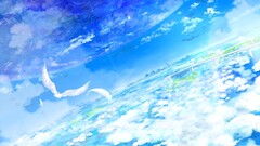 sky Anime Birds clouds
