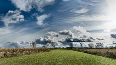 sky clouds field