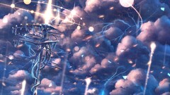 sky clouds Lightning rain original characters Anime anime girls