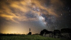 sky digital art Stars People nature