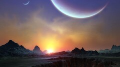 sky planet landscape digital art