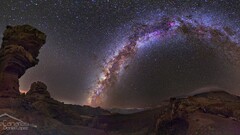 sky Stars desert landscape rock formation night Milky Way