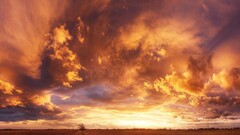 sky sunset landscape clouds orange field