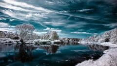 snow bliss digital art water nature landscape sky clouds Trees