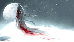 snow blood moon fantasy art winter