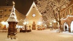 snow lights City Christmas night