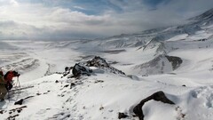 snow People Mountains clouds nature