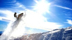 snowmobile Mountains snow jumping sky