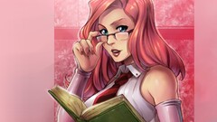 soft shading digital art artwork tie Books women with glasses