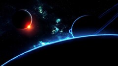 space art digital art Space dark planetary rings planet