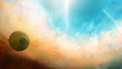 space art JoeyJazz planet shooting stars nebula digital art