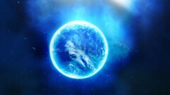 space art Space planet glowing blue digital art cyan Stars