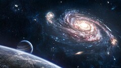 space art spiral galaxy planet Stars galaxy Space digital art