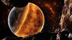 Space Earth asteroid digital art apocalyptic space art