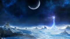 Space fantasy art moon planet sky Stars