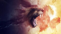 Space lion Stars Animals artwork Claudio Testa Mammals big cats